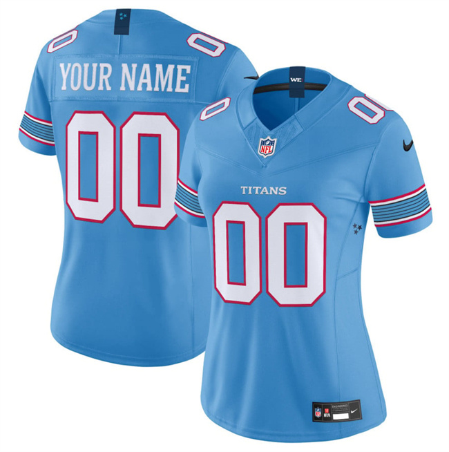 Women's Tennessee Titans Active Player Custom Light Blue 2026 F.U.S.E. Vapor Limited Stitched Football Jersey(Run Small)